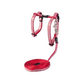 Rogz Sparklecat Harness & Lead Set Red 8Mm