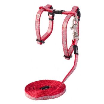 Rogz Sparklecat Harness & Lead Set Red 11Mm