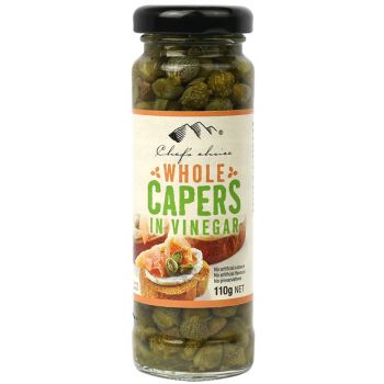 Chef'S Choice Whole Capers In Vinegar 7-8Mm 110G