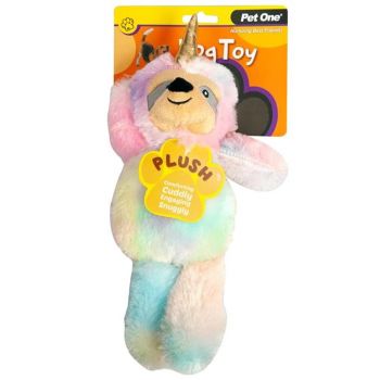 Pet One Dog Toy Plush Squeaky Rainbow Sloth Unicorn
