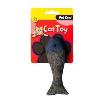 Pet One Cat Toy Fish Grey/Blue 13.5cm