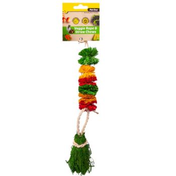 Veggie Rope Straw Chew Hanging Pom Pom Kongs