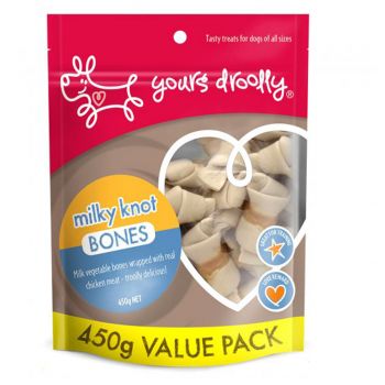 Yours Droolly Milky Veg Knot Bone with Chicken Dog Treats 450G