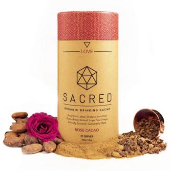 Sacred Cacao Organic Vegan Drinking Chocolate Rose Love 250g