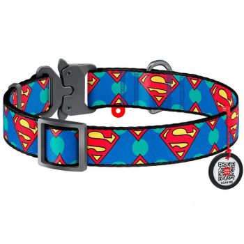 WAU DOG Superman Logo Metal Fastex Buckle Collar