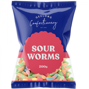 GEELONG CONFECTIONERY Sour Worms 200g