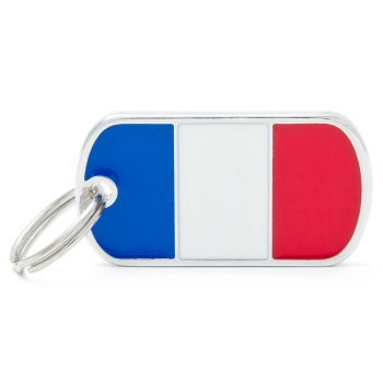 My Family Dog Tag French Flag Charm