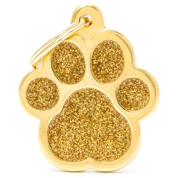 MY FAMILY Dog Tag Shine Paw Gold Charm