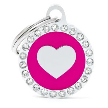 MY FAMILY Dog Tag Glam Heart Pink Charm