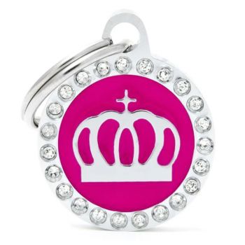 MY FAMILY Dog Tag Glam Crown Pink