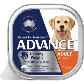 ADVANCE Healthy Weight Turkey and Rice Wet Dog Food 100g - 12 Pack