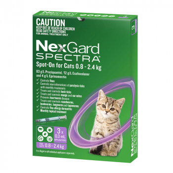 NEXGARD Sepctra Spot-On for Small Cats 0.8 - 2.4kgs - 3 Pack